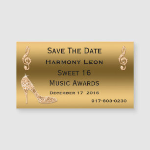 Glamourous 16thSave The Date Gold Stiletto