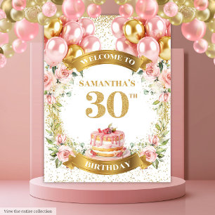 Glamourous 30th Birthday Blush Gold Party Display Tapestry