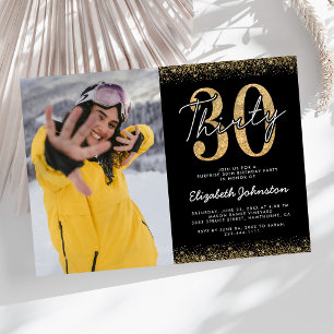 Glamourous 30th Birthday Photo Invitation