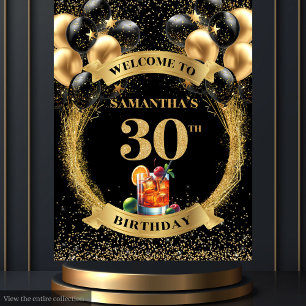 Glamourous 30th Birthday Whiskey Black Gold Displa Tapestry
