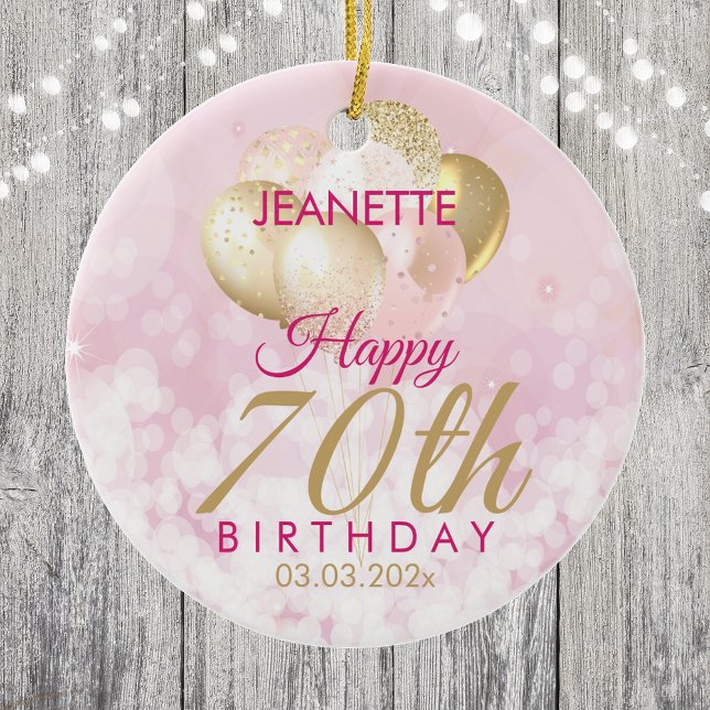 Glamourous 70th Birthday Balloon Ceramic Tree Decoration (Creator Uploaded)