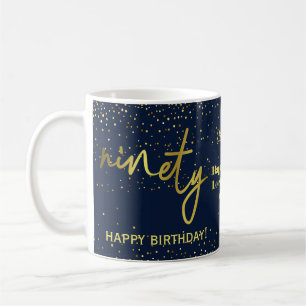 Glamourous 90th Birthday Navy Gold Coffee Mug