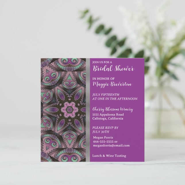 Glamourous Abstract Bridal Shower Invitation (Standing Front)