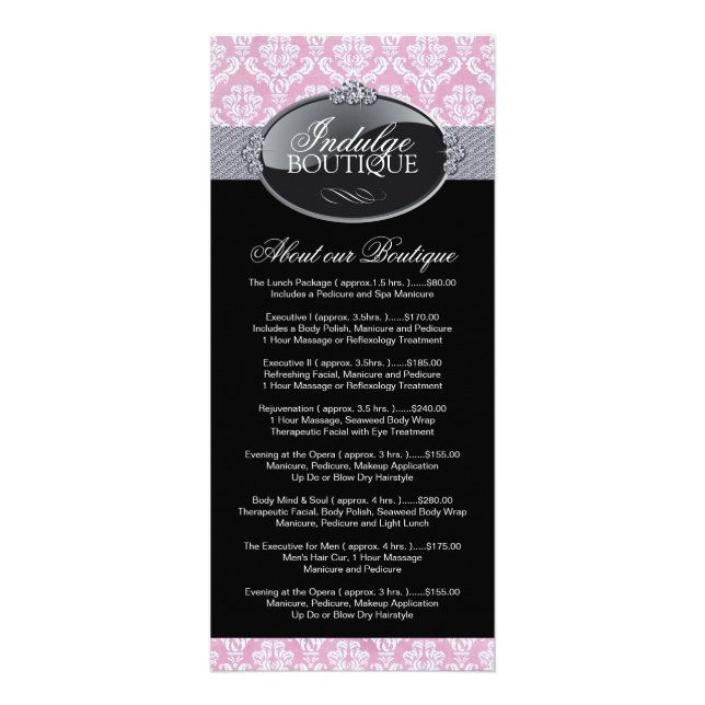 Glamourous and Classy Boutique Rack Card (Front)