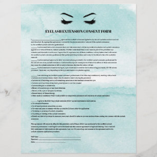 Glamourous Aqua EYELASH EXTENSION CONSENT FORM Flyer