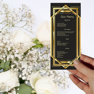 Glamourous Art Deco Gold Black Vintage DInner Menu