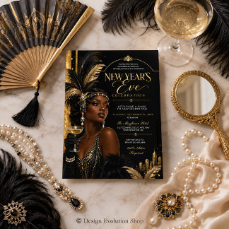 Glamourous Art Deco New Year's Eve Party Invitatio Invitation