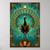 Glamourous Art Deco Peacock Teal & Gold