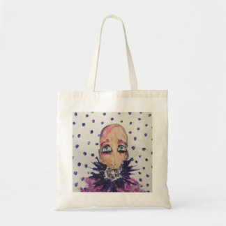 Glamourous baby in violet tote bag