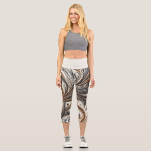 Glamourous Baroque Design with Glitter & Gemstones Capri Leggings