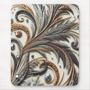 Glamourous Baroque Design with Glitter & Gemstones Mouse Pad
