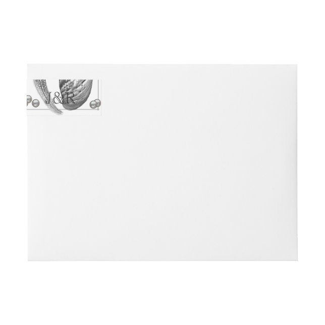 Glamourous Beach Silver Wedding Wrap Around Label (Front)