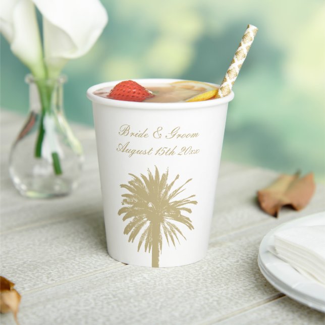 Glamourous beach wedding party supplies custom paper cups (Insitu)