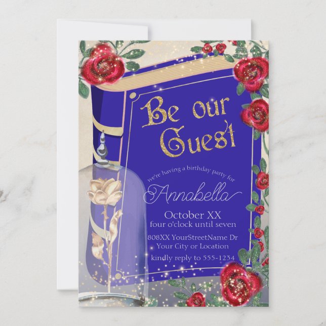 Glamourous Beauty and the Beast Fairy Tale Invitation (Front)