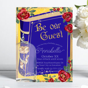 Glamourous Beauty and the Beast Fairy Tale Yellow Invitation
