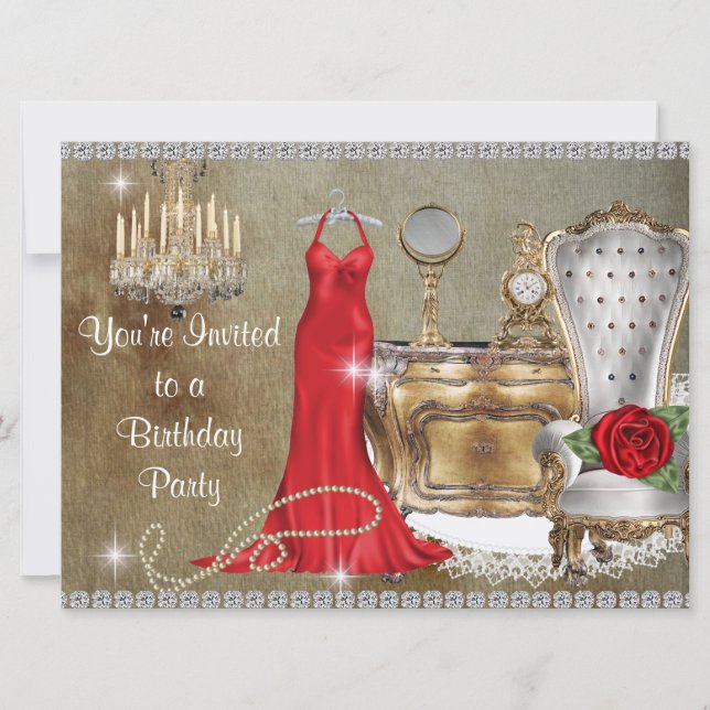 GLAMOUROUS BIRTHDAY PARTY INVITATION (Front)