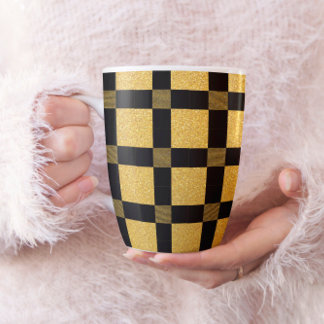 Glamourous Black and gold Bufallo plaid pattern Coffee Mug