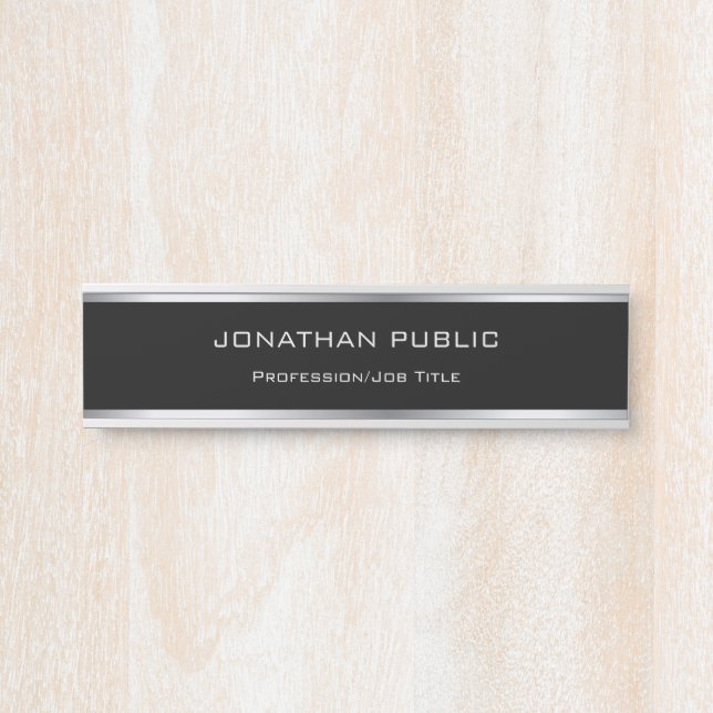 Glamourous Black And Silver Professional Template Door Sign (Front)