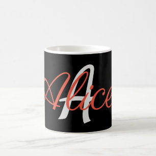 Glamourous Black and White Monogram Custom Coffee Mug