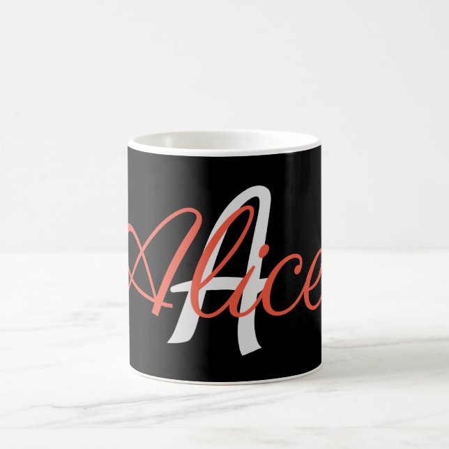 Glamourous Black and White Monogram Custom Coffee Mug (Center)