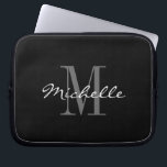Glamourous black and white monogram laptop sleeves<br><div class="desc">Glamourous black and white monogram laptop sleeves. Elegant script typography design with monogrammed initial letter. Classy template for men women and kids. Custom computer accessories with luxurious logo. Cute Birthday gift idea for mum, dad, son, daughter, co worker, employee, boss etc. Pretty covers available in different sizes; 10 13 and...</div>