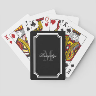 Glamourous black and white monogram playing cards