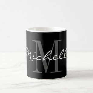 Glamourous black and white name monogram coffee mu coffee mug