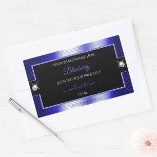 Glamourous Black Blue Shiny Brilliant Product Labe Rectangular Sticker