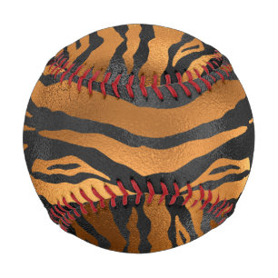 Glamourous Black Brown Tiger Stripes Animal Print Baseball