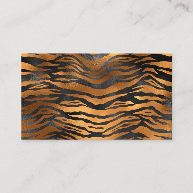 Glamourous Black Brown Tiger Stripes Animal Print Business Card (Front)