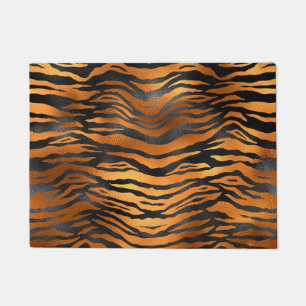 Glamourous Black Brown Tiger Stripes Animal Print Doormat