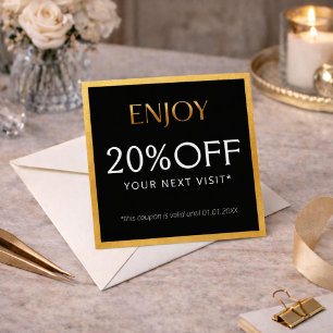 Glamourous Black & Gold Lash Tech Discount Card