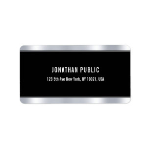 Glamourous Black Silver Template Elegant Address Label