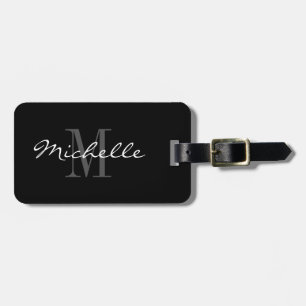 Glamourous black white monogram travel luggage tag