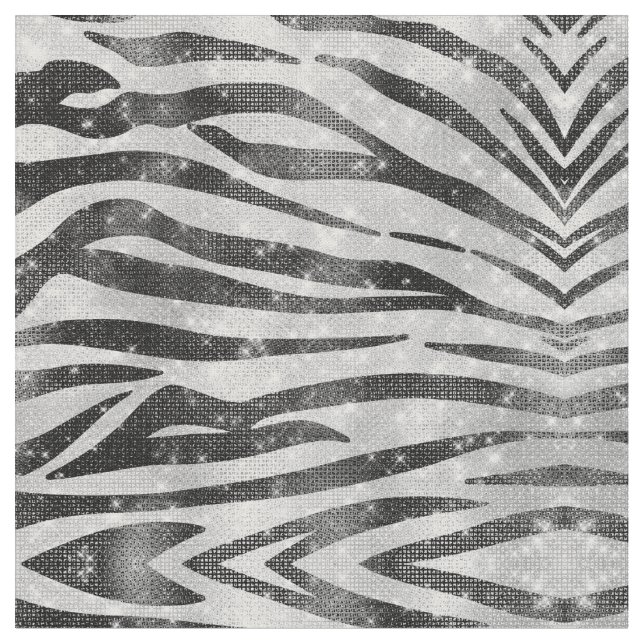 Glamourous Black White Sparkly Glitter Zebra Strip Fabric (Close Up)