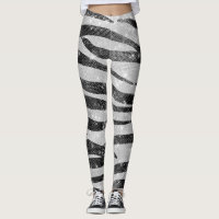 Glamourous Black White Sparkly Glitter Zebra Strip