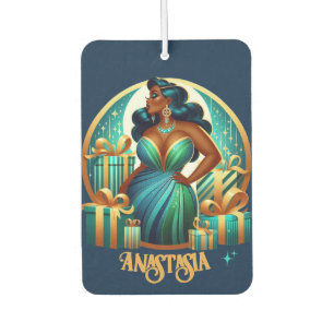 Glamourous Black Woman Festive Stylish Christmas Car Air Freshener