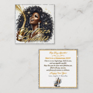 Glamourous Black Woman Popping Champagne Card