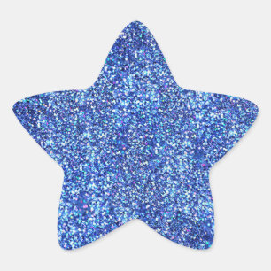 Glamourous Blank Blue Glitter Look Modern Template Star Sticker