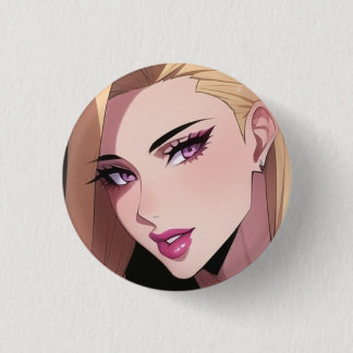 Glamourous Blonde Webtoon Girl Portrait 3 Cm Round Badge