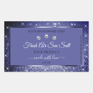 Glamourous Blue Glitter Product Labels Diamonds