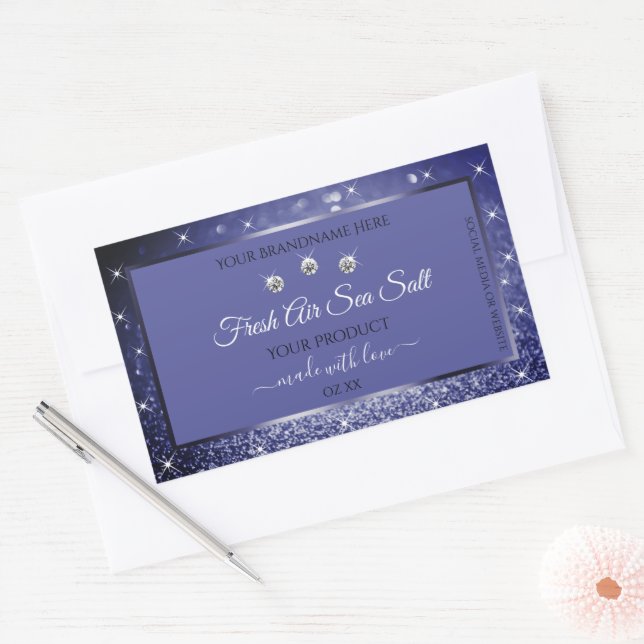 Glamourous Blue Glitter Product Labels Diamonds (Envelope)
