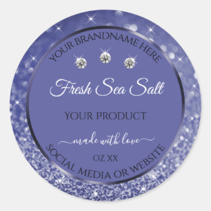 Glamourous Blue Glitter Product Labels Diamonds