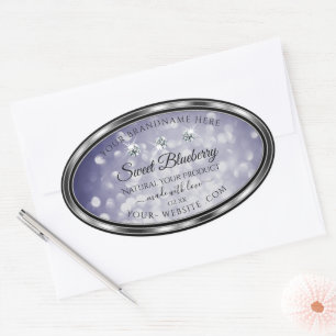 Glamourous Blue Glitter Product Labels Rhinestones