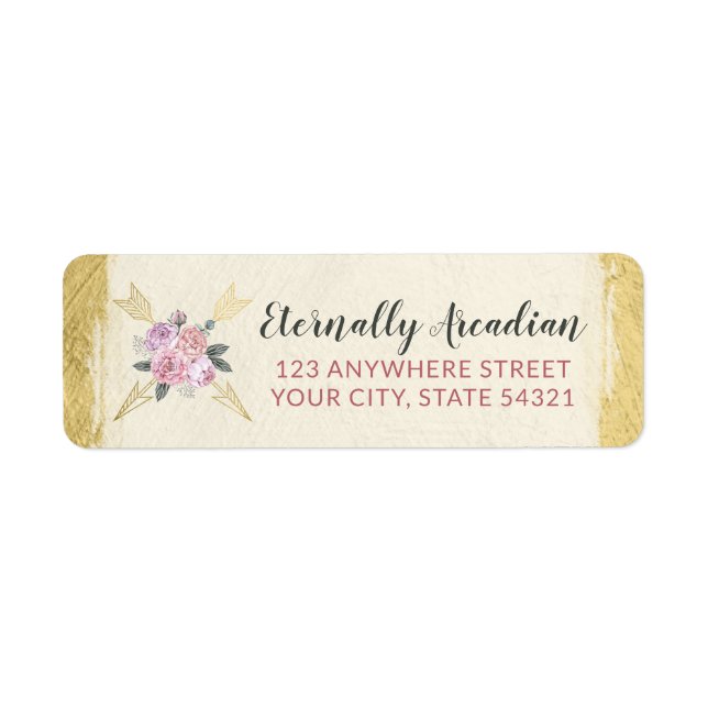 Glamourous Bohemian Floral Arrow Return Address (Front)
