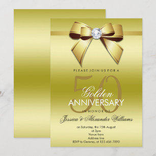 Glamourous Bow & Ribbon 50th Wedding Anniversary Invitation