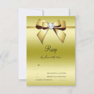 Glamourous Bow & Ribbon 50th Wedding RSVP Card