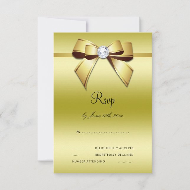 Glamourous Bow & Ribbon 50th Wedding RSVP Card (Front)
