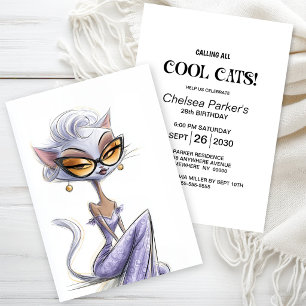 Glamourous Cat Birthday Party Invitation