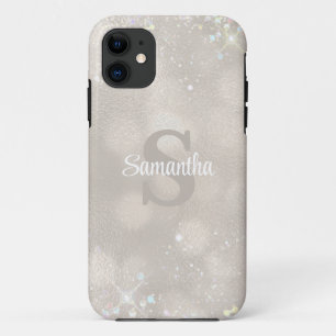 Glamourous Champagne Glitter Monogram Case-Mate iPhone Case